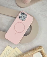 iPhone Slim MagSafe Silicon Kılıf - Kum Pembe