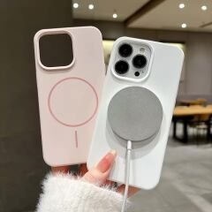 iPhone Slim MagSafe Silicon Kılıf - Kum Pembe