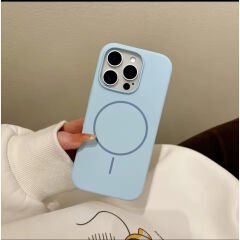 iPhone Slim MagSafe Silicon Kılıf - Bebe Mavi