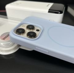 iPhone Slim MagSafe Silicon Kılıf - Bebe Mavi