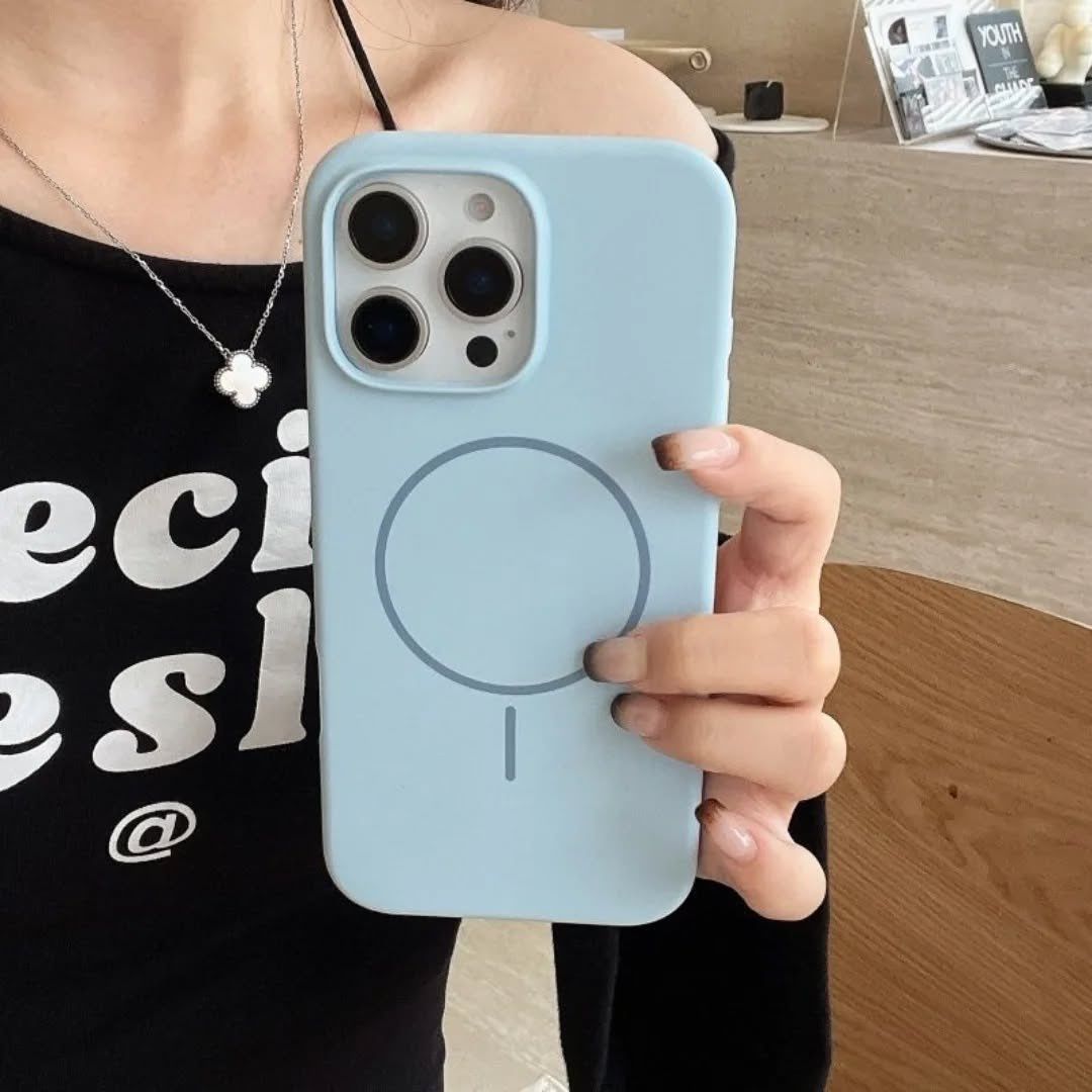 iPhone Slim MagSafe Silicon Kılıf - Bebe Mavi