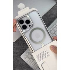 iPhone Pixel Şeffaf Silicon Kılıf - Beyaz Titanyum