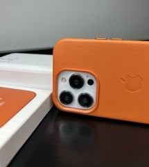 Apple MagSafe Özellikli Deri Kılıf - Turuncu