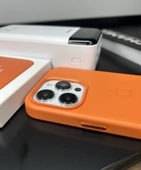 Apple MagSafe Özellikli Deri Kılıf - Turuncu