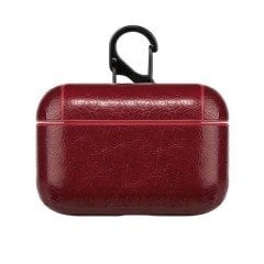 Airpods Pro Kancalı Deri Kılıf -  Vişne