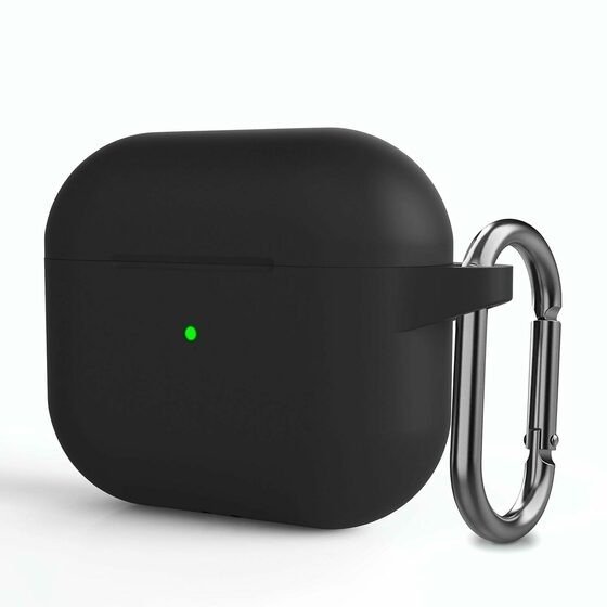 Airpods 3.Nesil Kancalı Silicon Kılıf - Siyah