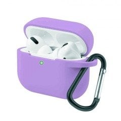 Airpods Pro Kancalı Silicon Kılıf - Lila