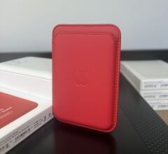 Apple MagSafe Özellikli Deri Cüzdan - Kırmızı