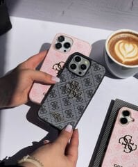 iPhone Guess Deri Kılıf - Siyah