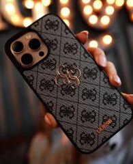 iPhone Guess Lansman Deri Kılıf - Siyah
