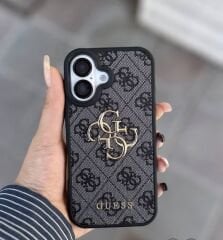 iPhone Guess Lansman Deri Kılıf - Siyah