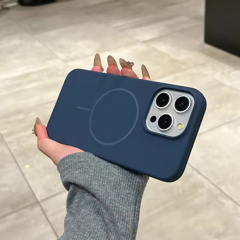 iPhone Slim MagSafe Silicon Kılıf - Gece Mavi