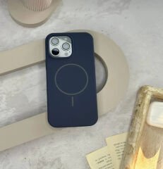 iPhone Slim MagSafe Silicon Kılıf - Gece Mavi