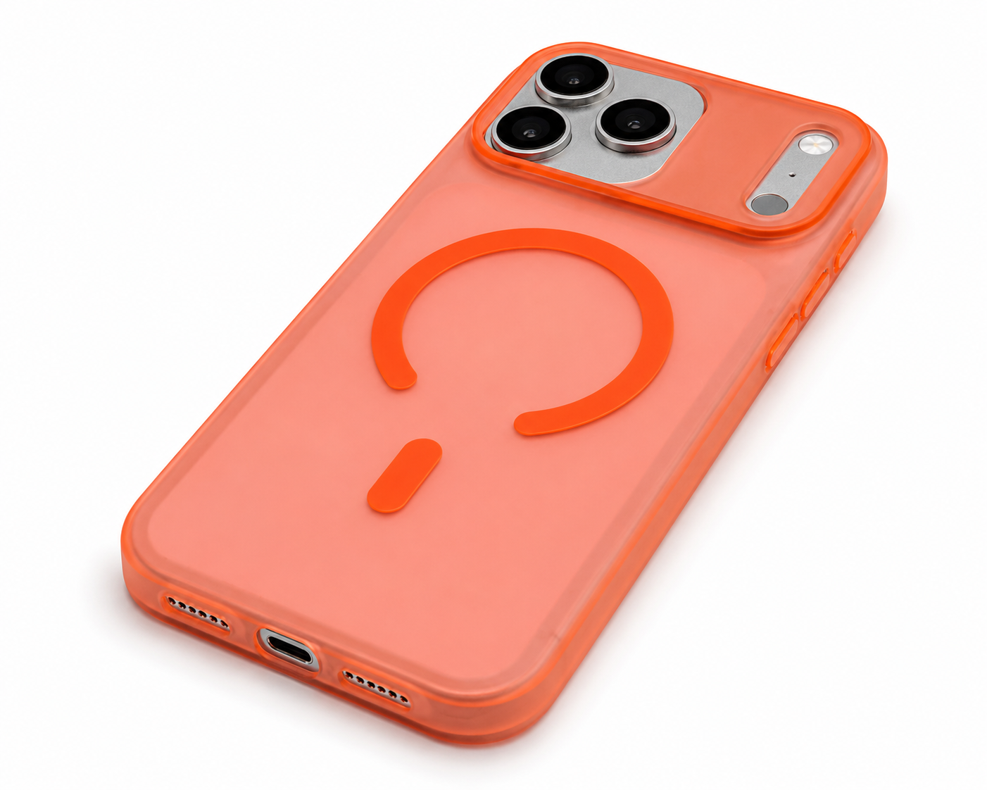 iPhone Ultra İnce Mat Şeffaf Kılıf - Turuncu
