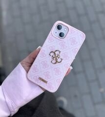 iPhone Guess Lansman Deri Kılıf - Pembe