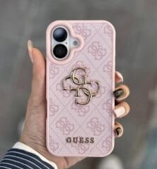 iPhone Guess Lansman Deri Kılıf - Pembe