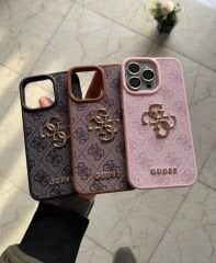 iPhone Guess Lansman Deri Kılıf - Pembe