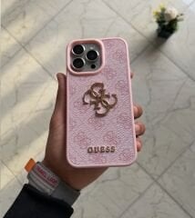 iPhone Guess Lansman Deri Kılıf - Pembe