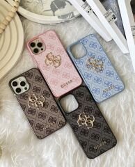 iPhone Guess Lansman Deri Kılıf - Pembe