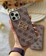 iPhone Guess Deri Kılıf - Kahverengi