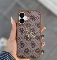iPhone Guess Lansman Deri Kılıf - Kahverengi