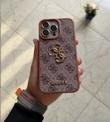 iPhone Guess Lansman Deri Kılıf - Kahverengi