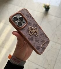 iPhone Guess Lansman Deri Kılıf - Kahverengi