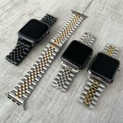 Apple Watch Rolex  Çelik Loop Kordon - Gold/Gümüş
