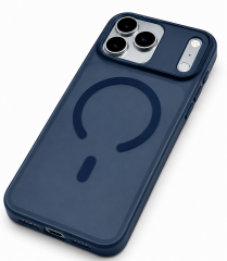 iPhone Ultra İnce Mat Şeffaf Kılıf - Lacivert