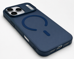 iPhone Ultra İnce Mat Şeffaf Kılıf - Lacivert