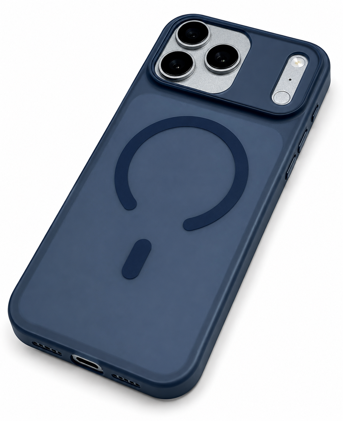 iPhone Ultra İnce Mat Şeffaf Kılıf - Lacivert