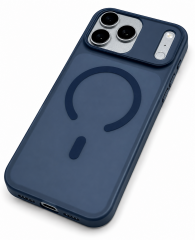 iPhone Ultra İnce Mat Şeffaf Kılıf - Lacivert
