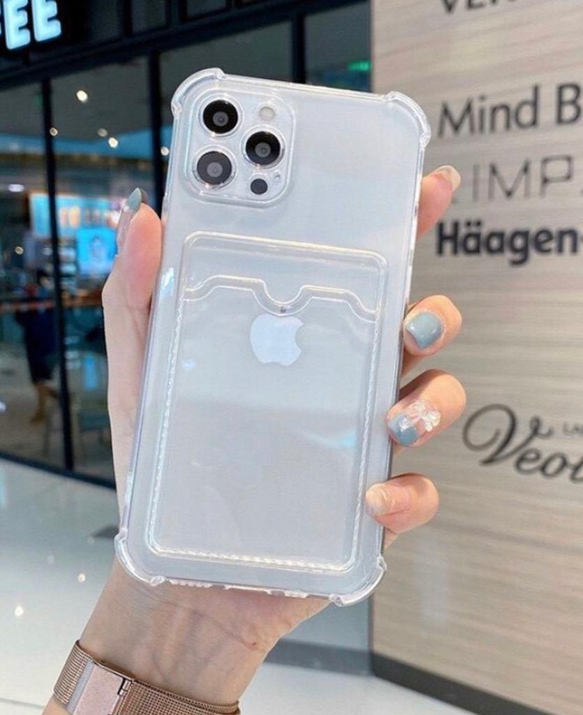 iPhone Darbe Emici Şeffaf Kartlık Kılıf