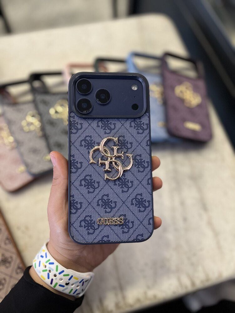 iPhone Guess Lansman Deri Kılıf - Lacivert