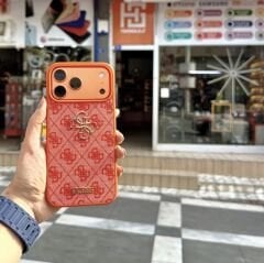 iPhone Guess Lansman Deri Kılıf - Turuncu