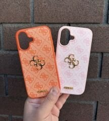 iPhone Guess Lansman Deri Kılıf - Turuncu