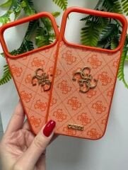 iPhone Guess Lansman Deri Kılıf - Turuncu