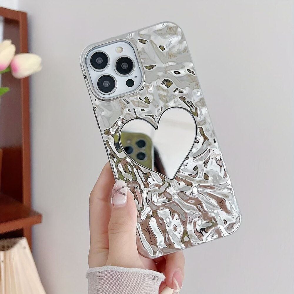 iPhone Kalpli Silver Aynalı Silicon Kılıf