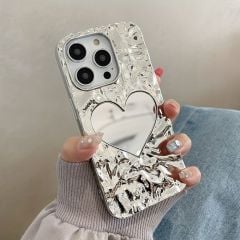 iPhone Kalpli Silver Aynalı Silicon Kılıf