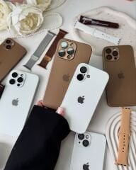 iPhone A-G Glass Case - Çöl Titanyum