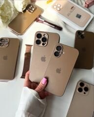 iPhone A-G Glass Case - Çöl Titanyum