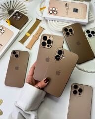 iPhone A-G Glass Case - Çöl Titanyum