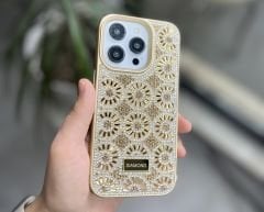 Diamond Taşlı Silicon Kılıf - Gołd
