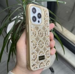 Diamond Taşlı Silicon Kılıf - Gołd