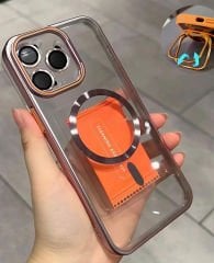 iPhone Nucleus Şeffaf MagSafe Kılıf - Rose