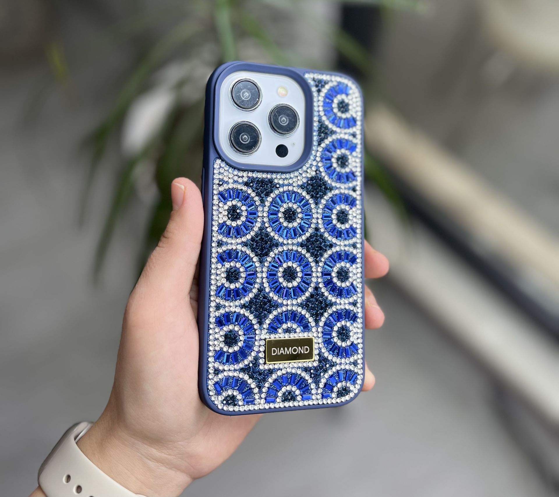 Diamond Taşlı Silicon Kılıf - Mavi