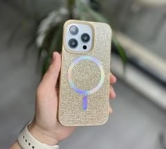 Taşlı MagSafe Özellikli Kılıf - Gołd