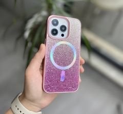 Taşlı MagSafe Özellikli Kılıf - Rose